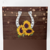 カントリ素朴ー・ウッド・ヒマワリの馬蹄型結婚靴 三つ折り招待状 (内部最初)