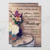 カントリ素朴ー・ウッド&フラワーズ結婚式招待状 招待状 (正面/裏面)