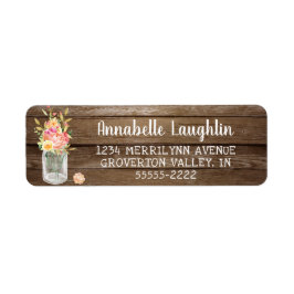 カントリ素朴ー・ウッド・メイソン・ジャー・フラワーズ ラベル