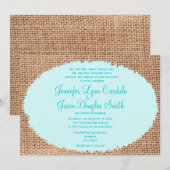 カントリ素朴ー·バーラップ·ブルー·ウェディング·インベイト 招待状 (正面/裏面)