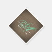 カントリ素朴ー・バ結婚ラップのモノグラム スタンダードカクテルナプキン (角)