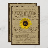 カントリ素朴ー・ヒマワリとバ結婚ラップ 招待状 (正面/裏面)