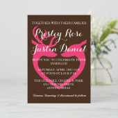 カントリ素朴ー·ピンク·ディア·ハート·ラ結婚ブズ 招待状 (スタンド正面)