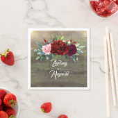 カントリ素朴ー・ブルゴーニュ・レッド・フローラ結婚ズ スタンダードカクテルナプキン (インサイチュ)