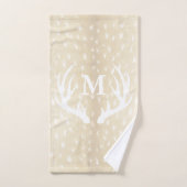 カントリ素朴ー·ホワイト·シカ·〔雄ジカの〕枝角がファウンの毛皮を斑点 バスタオルセット (ハンドタオル)