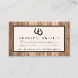 カントリ素朴ー・ホースシュー&ブラウン・ウッド結婚ズ エンクロージャーカード