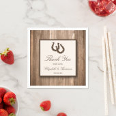 カントリ素朴ー・ホースシュー&ブラウン・ウッド結婚ズ スタンダードカクテルナプキン (インサイチュ)