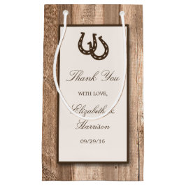 カントリ素朴ー・ホースシュー&ブラウン・ウッド結婚ズ スモールペーパーバッグ