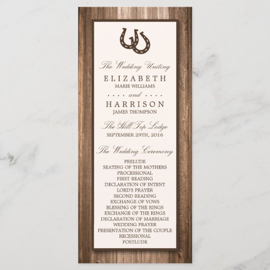 カントリ素朴ー・ホースシュー&ブラウン・ウッド結婚ズ プログラム (正面)