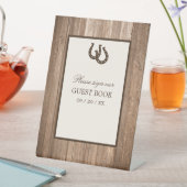 カントリ素朴ー・ホースシュー&ブラウン・ウッド結婚ズ 台座サイン (インサイチュ)