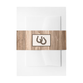 カントリ素朴ー・ホースシュー&ブラウン・ウッド結婚ズ 招待状ベリーバンド