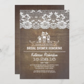 カントリ素朴ー・メイソン・ジャース・レースブライダルシャワー 招待状 (正面/裏面)