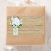 カントリ素朴ー・メイソン・ジャー・フラワーズ・ホワイト・アジサイ ラベル (インサイチュ)