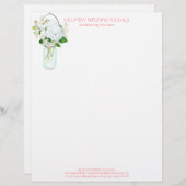 カントリ素朴ー・メイソン・ジャー・フラワーズ・ホワイト・アジサイ レターヘッド (正面/裏面)