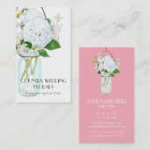 カントリ素朴ー・メイソン・ジャー・フラワーズ・ホワイト・アジサイ 名刺 (正面/裏面)