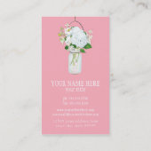 カントリ素朴ー・メイソン・ジャー・フラワーズ・ホワイト・アジサイ 名刺 (裏面)