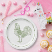 カントリ素朴ー・ロースター・セージ・グリーン ペーパープレート (パーティー)