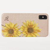 カントリ素朴ーBurlapとSunflowers Monogram Case-Mate iPhoneケース (裏面(横))