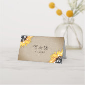 カントリ素朴ーBurlap Sunflower結婚's プレイスカード (裏面)