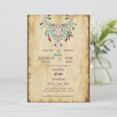 カントリ素朴、鹿スカル、羽結婚、 招待状 (スタンド正面)