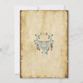 カントリ素朴、鹿スカル、羽結婚、 招待状 (裏面)