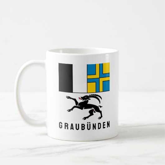 カントングラウブンデン国旗、スイス コーヒーマグカップ (左)