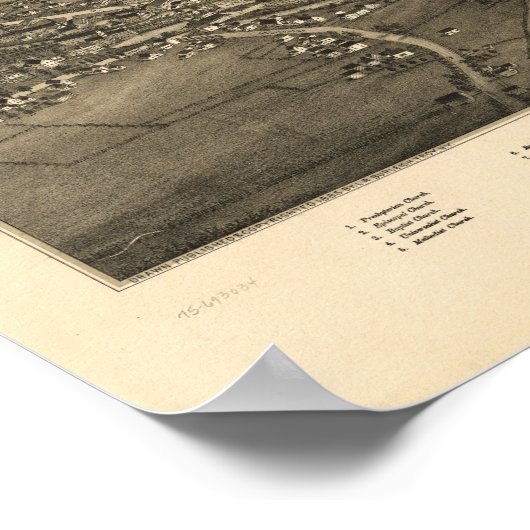 カントンニューヨーク1885アンティークパノラママップ ポスター (角)