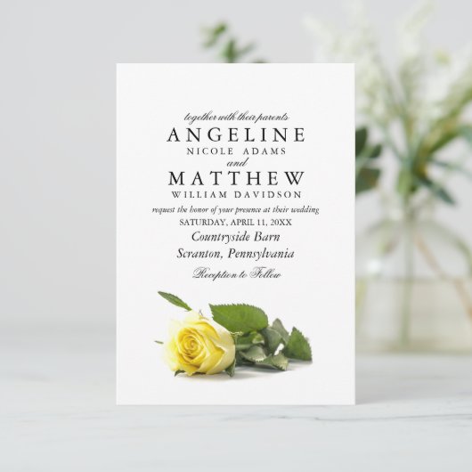 カント素朴リーイエローローズクラシーフローラ結婚ズ 招待状 (スタンド正面)
