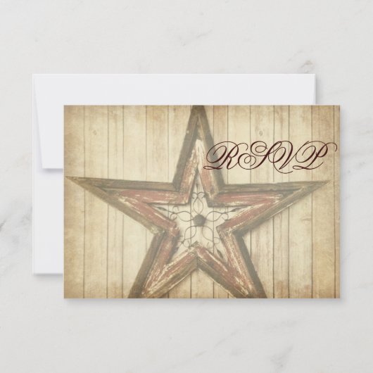 カント素朴リーウエスタンウッドスターウェディング出欠届けカード 出欠カード (裏面)