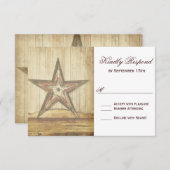 カント素朴リーウエスタンウッドスターウェディング出欠届けカード 出欠カード (正面/裏面)