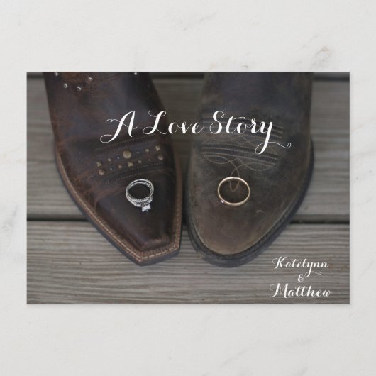 カント素朴リーウエスタンカスタムウェディングフォト招待状 エンクロージャーカード (正面)