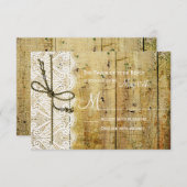 カント素朴リーウッドレーススクエアウェディングの出欠届けカード 出欠カード (正面/裏面)