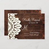 カント素朴リーウッドレース結婚の出欠届けカード 出欠カード (正面/裏面)