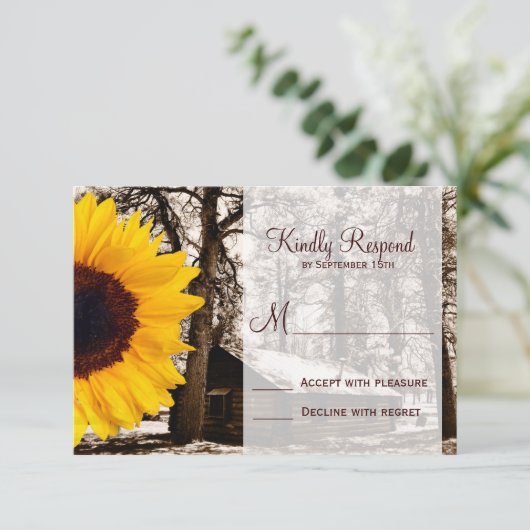 カント素朴リーキャビンひまわりの結婚式の出欠のカード 出欠カード (スタンド正面)