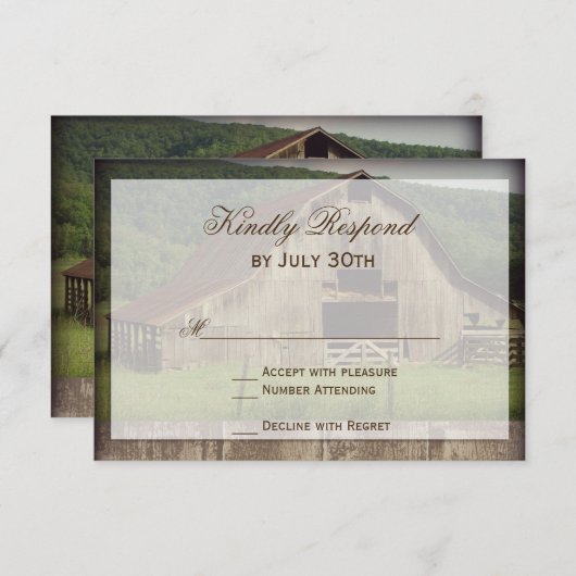 カント素朴リーバーンの結婚式の出欠確認カード 出欠カード (正面/裏面)