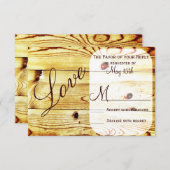 カント素朴リーバーンウッドラブウェディング出欠届けカード 出欠カード (正面/裏面)