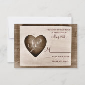 カント素朴リーバーンウッドラブハート結婚式出欠 出欠カード (正面)