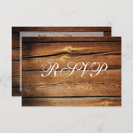 カント素朴リーバーンウッド結婚式の出欠確認カード 出欠カード (正面/裏面)