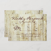 カント素朴リーバーンウッド結婚式の出欠確認カード 出欠カード (正面/裏面)