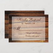 カント素朴リーバーンウッド結婚式の出欠確認カード 出欠カード (正面/裏面)