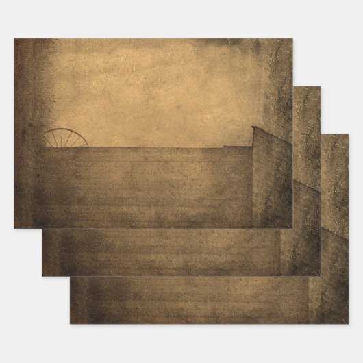 カント素朴リーバーンブラウンセピアヴィンテージテクスチャ ラッピングペーパーシート (セット)