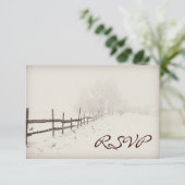 カント素朴リーフェンス冬の結婚出欠届けカード 出欠カード (スタンド正面)