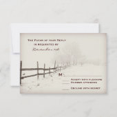 カント素朴リーフェンス冬の結婚出欠届けカード 出欠カード (裏面)