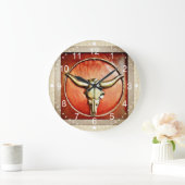 カント素朴リーブルホーンレザーフェイクデザイン ラージ壁時計 (ホーム)