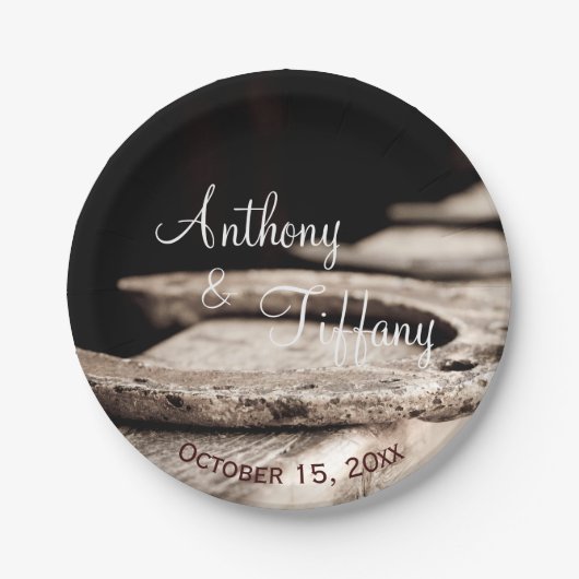 カント素朴リーホースショーズカウボー結婚イズケーキパップ ペーパープレート (正面)