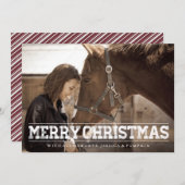 カント素朴リーメリークリスマスワインのストライプ写真 シーズンカード (正面/裏面)