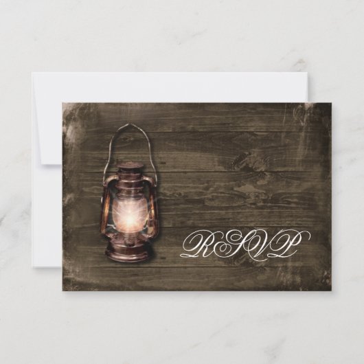 カント素朴リーランタンバーンウッド結婚式出欠届けカード 出欠カード (裏面)