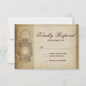 カント素朴リーランタンビンテージ結婚の出欠届けカード 出欠カード (正面)