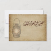 カント素朴リーランタンビンテージ結婚の出欠届けカード 出欠カード (裏面)