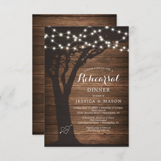 カント素朴リーリハーサルディナー招待状カードライト 招待状 (正面/裏面)